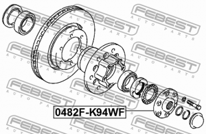 Ступица в сборе передняя MITSUBISHI PAJERO II V14W-V55W 1991-2004 0482F-K94WF 0482F-K94WF FEBEST