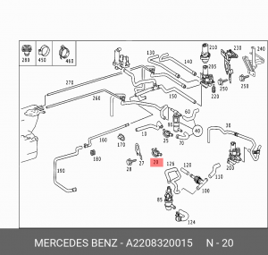 тройник системы охлаждения!\ MB A 220 832 00 15 MERCEDES BENZ
