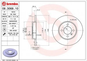 08.3068.10 диск тормозной передний!\ BMW E30 1.6-1.8 M10/M40 82-91 08.3068.10 BREMBO