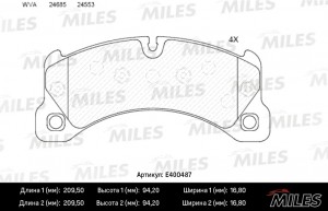 Колодки тормозные передние (без датчика) (Смесь Low-Metallic) PORSCHE CAYENNE 10 E400487 MILES