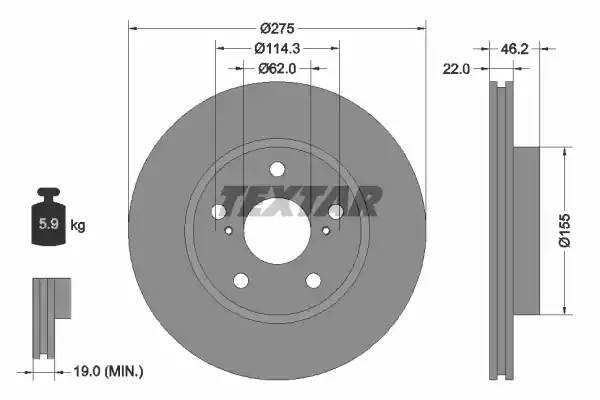 92163803 диск тормозной перед.!\Toyota Auris/Corolla1.3/1.4/1.6 VVTi 07> 92163803 TEXTAR
