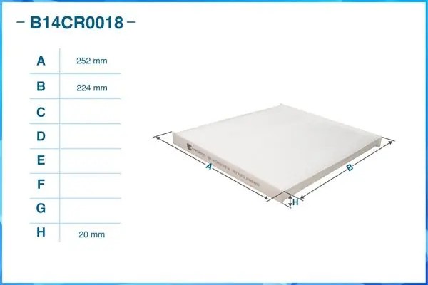Фильтр салонный пылевой B14CR0018 B14CR0018 CWORKS