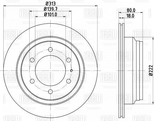Диск торм. Opel Frontera A (92-) зад. d=313 (DF 270304)  2шт DF 270304 TRIALLI