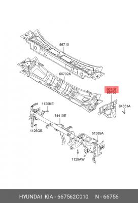 Кожух HYUNDAI Tiburon (01-) панели приборов верхний левый OE 667562C010 HYUNDAI KIA