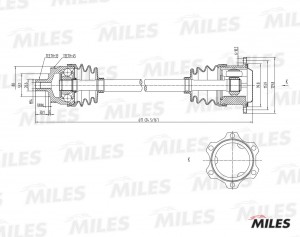 Привод в сборе правый AUDI A4/VW PASSAT 1.8T-2.3 95-05 (ABS) (GKN 301223) GC0201 GC02012 MILES