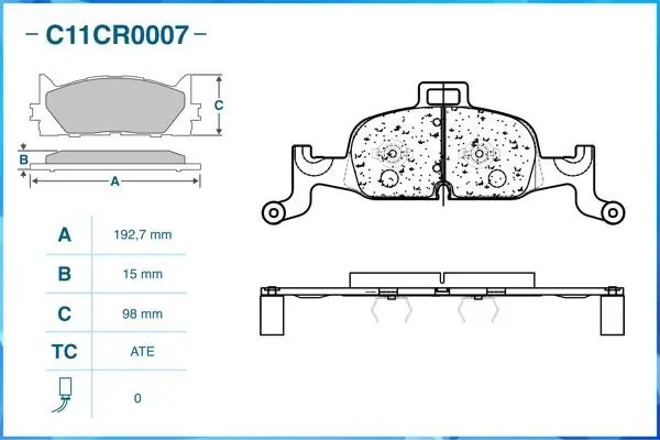 Тормозные колодки передние Low Metallic C11CR0007 C11CR0007 CWORKS