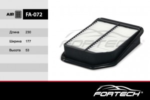 FA072 ФИЛЬТР ВОЗДУШНЫЙ FA-072, ПР-ВО FORTECH/20 (10216170/170517/0042262 ) FA072 FORTECH