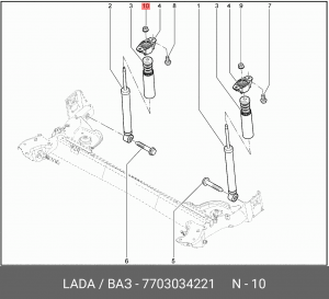 гайка крепления шаровой опоры! M10х1.25\ LADA 7703034221 LADA VAZ