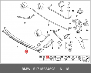 Клипса BMW 3 (E46),7 (Е65) крепления обшивки двери OE 51 71 8 234 698 BMW