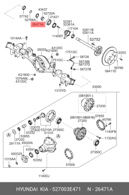 Уплотнительное кольцо полуоси ведущего моста 527003E471 HYUNDAI