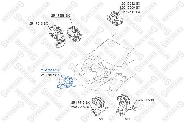 подушка двигателя передняя!\ Mitsubishi Galant EA 1996-2003 25-17511-SX STELLOX