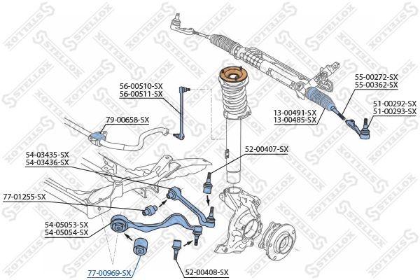 сайлентблок пер. рычага!\ BMW E81/E87/E91/E90 all 04> 77-00969-SX STELLOX