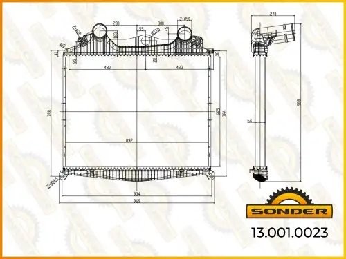 Интеркулер 685*892*66 MAN TGA (без рамки) (Nissens 97014) 130010023 SONDER