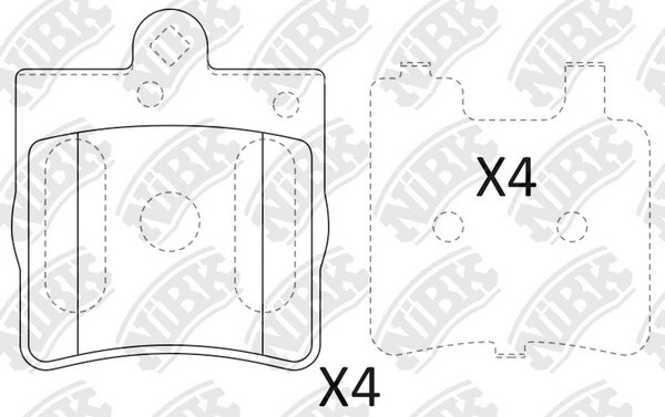 Колодки тормозные MERCEDES C (W202,W203),E (W210) задние (4шт.) NIBK PN0310 NIBK