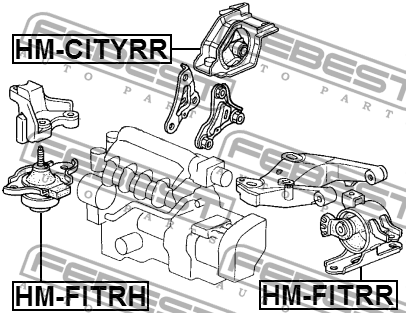 подушка двигателя задняя!\ Honda Jazz/Fit GD 02-08 HM-CITYRR FEBEST
