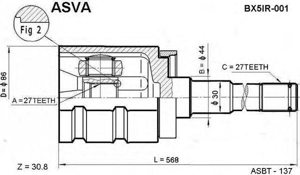 ШРУС ВНУТРЕННИЙ ПРАВЫЙ 27х44х27 BMW BX5IR001 BX5IR-001 ASVA