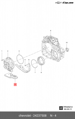 Фильтр масляный АКПП CHEVROLET Cruze OE 24237508 GENERAL MOTORS