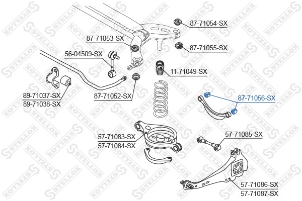 сайлентблок зад. рычага нижн. зад.!\ Mazda 6 GG/GY all 02> 87-71056-SX STELLOX