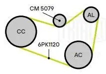 Ролик приводного ремня с натяжным механизмом CM5079 TRIALLI