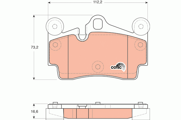 Колодки задние AUDI Q7 (4L), PORSCHE CAYENNE (955) (112,2x73,2x16,6) GDB1653 GDB1653 TRW