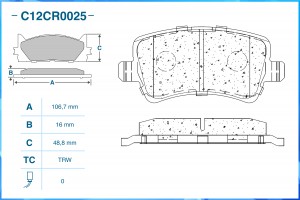 Тормозные колодки задние Low Metallic C12CR0025 C12CR0025 CWORKS
