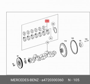 ВКЛАДЫШ ШАТУННЫЙ (1+1) DD15 A4720300360 MERCEDES BENZ