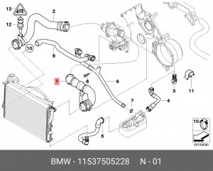 водяной шланг ! \BMW 5' E39, 7' E38 11 53 7 505 228 BMW