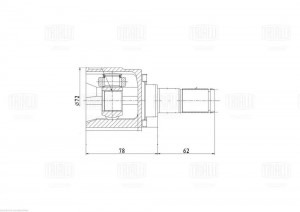 ШРУС Hyundai iX35 (10-)/Kia Sportage III (10-) 2.0i (внутр. зад.) (GO 0837) GO 0837 TRIALLI