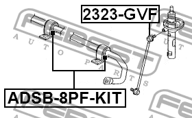 Втулка стабилизатора AUDI S3 переднего комплект FEBEST ADSB-8PF-KIT FEBEST