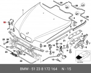 Крюк BMW 5 (E39) предохранительный замка капота OE 51 23 8 172 164 BMW