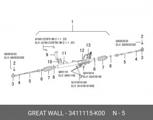 ТЯГА РУЛЕВАЯ HOVER 3411115K00 3411115K00 GREAT WALL