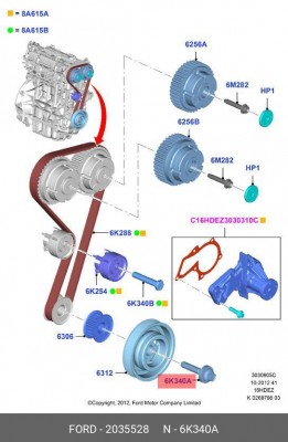Болт FORD Fiesta,Focus,Mondeo VOLVO шкива коленвала OE 2 035 528 FORD