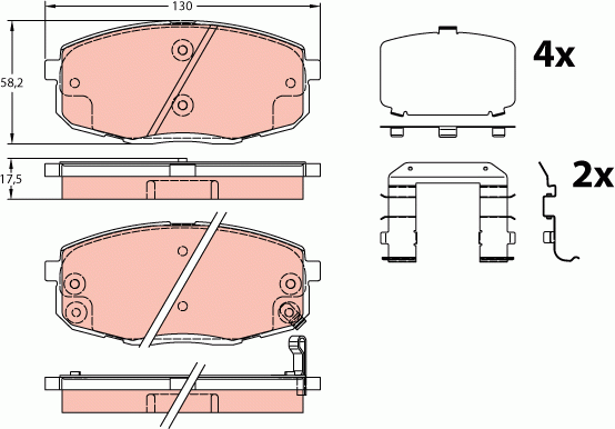 Колодки тормозные HYUNDAI Creta (17-),i30 KIA Ceed (07-) передние (4шт.) TRW GDB3450 TRW