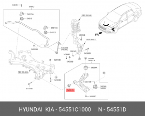 Сайлентблок HYUNDAI Sonata (16-) рычага переднего OE 54551C1000 HYUNDAI KIA