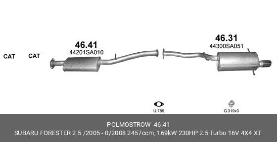 Глушитель средняя часть 46.41 POLMOSTROW