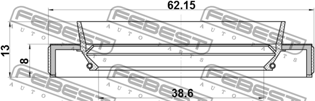 Сальник привода 38.6X62.15X8X13 95HBY-40620813C FEBEST