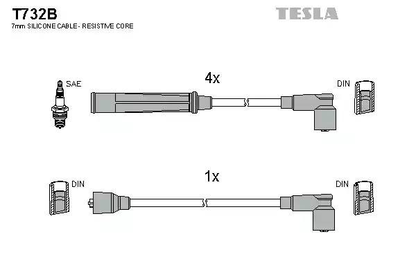 к-кт проводов!\ VW Golf/Jetta/Passat/Polo/Caddy 1.3-1.8 83-91 T732B TESLA
