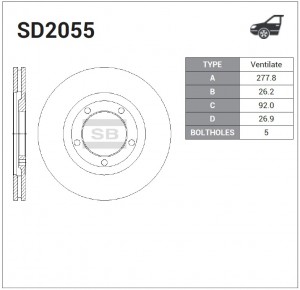 Диск тормозной передний KIA BONGO III SD2055 SD2055 SANGSIN