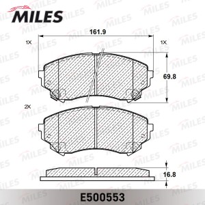 Колодки тормозные передние (Смесь CERAMIC серия PRO) CADILLAC CTS 08- L162 мм. ( E500553 MILES