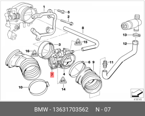Датчик углового перемещ. дросс. заслонки !ASC+T \BMW 3' E36, 5' E34, E39, 7' E38 13 63 1 703 562 BMW