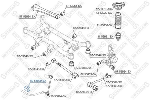втулка стабилизатора заднего!\ KIA Sportage 4WD 04> 89-53029-SX STELLOX