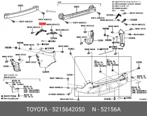 кронштейн бампера! заднего левый\ Toyota RAV4 5 XA50 19> 52156-42050 TOYOTA