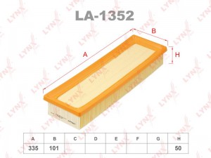 Фильтр воздушный подходит для CITROEN Berlingo 1.1-1.4 02 / C2 1.1-1.4 02 / C3 1 LA-1352 LYNXAUTO