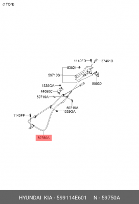 Трос стояночного тормоза 599114E601 HYUNDAI KIA