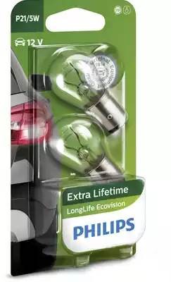 Лампа 12V P21/5W BAY15d блистер (2шт.) Long Life Eco Vision PHILIPS 12499LLECOB2 PHILIPS