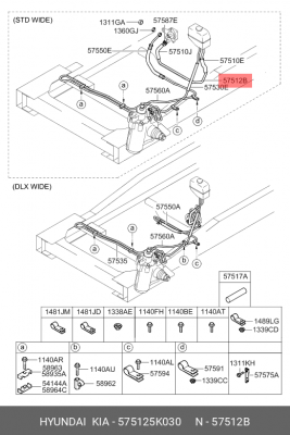 Трубка HYUNDAI HD65,72,78 дв.D4DB,D4DD от бачка к насосу ГУР OE 575125K030 HYUNDAI KIA