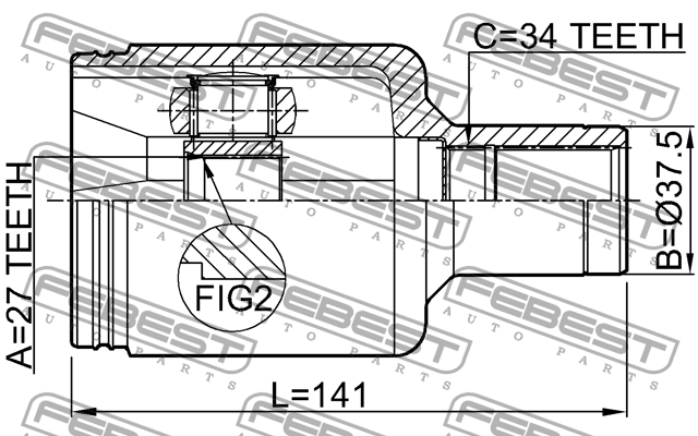ШРУС 1611-220LH 1611-220LH FEBEST