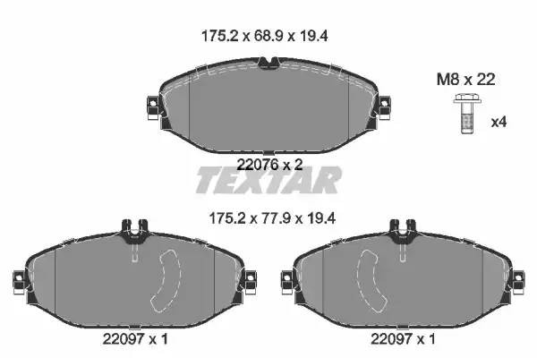 Колодки тормозные MERCEDES (W212) передние (4шт.) TEXTAR 2207601 TEXTAR