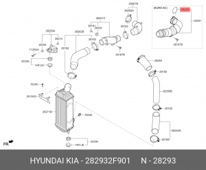 ПРОКЛАДКА ТРУБКИ СИСТЕМЫ ОХЛАЖДЕНИЯ 282932F901 282932F901 HYUNDAI KIA