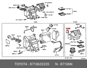 Мотор заслонки климатконтроля Toyota CAMRY, LEXUS ES300 87106-33220 TOYOTA